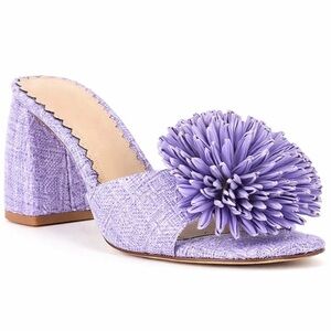 Antonio Melani Glora Raffia Flower Dress Sandals, Size 6.5 Wisteria Purple